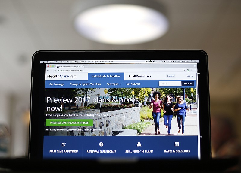 This Oct. 24, 2016, file photo, shows the HealthCare.gov 2017 website home page on display. (AP Photo/Pablo Martinez Monsivais, File)
            