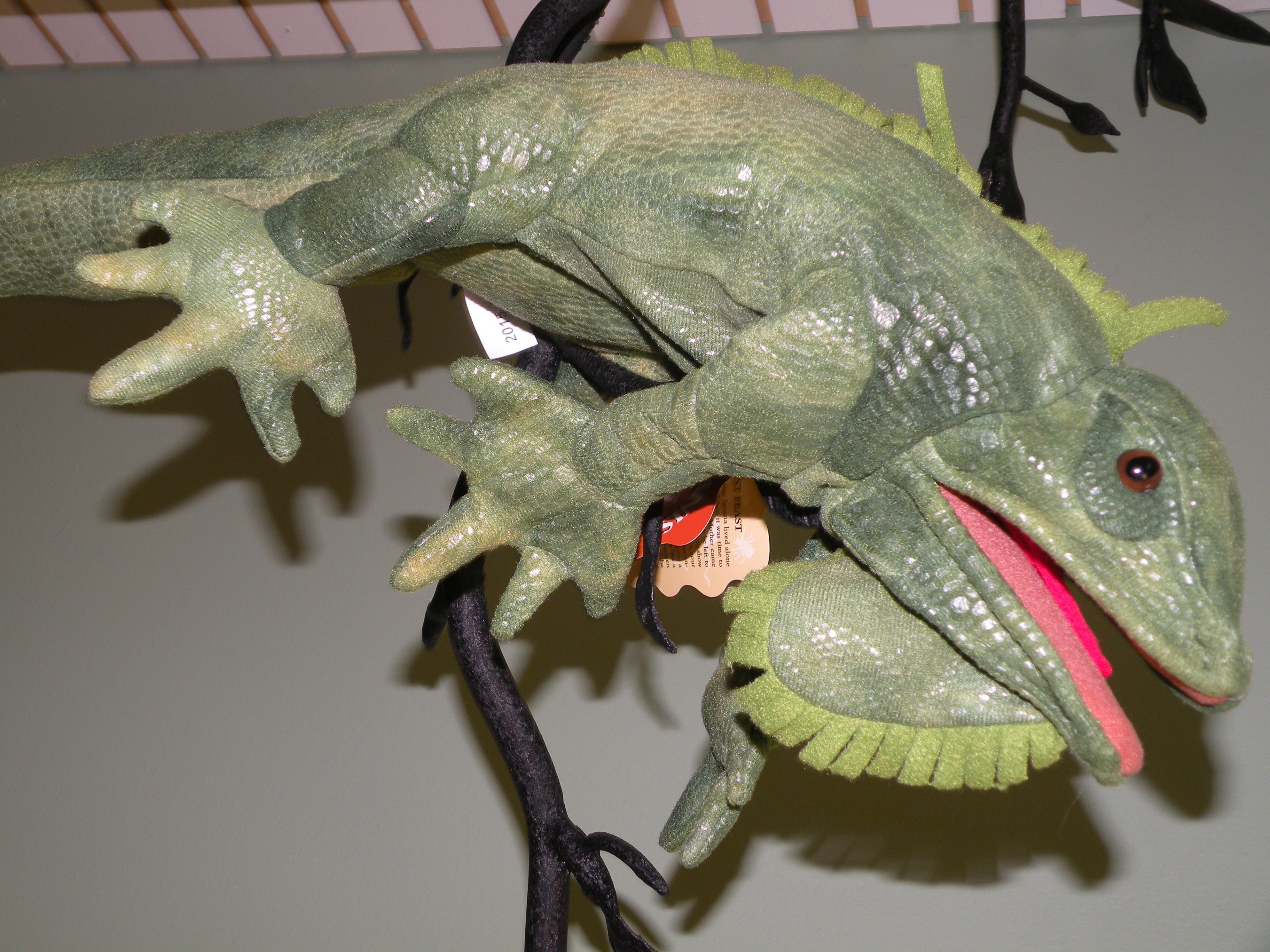Find an assortment of plush animal puppets, like this iguana, at All Creatures Great and Small.