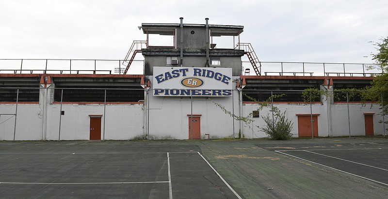 Seen in August, Raymond James Stadium at East Ridge High School was closed down due to structural problems with the home bleachers.