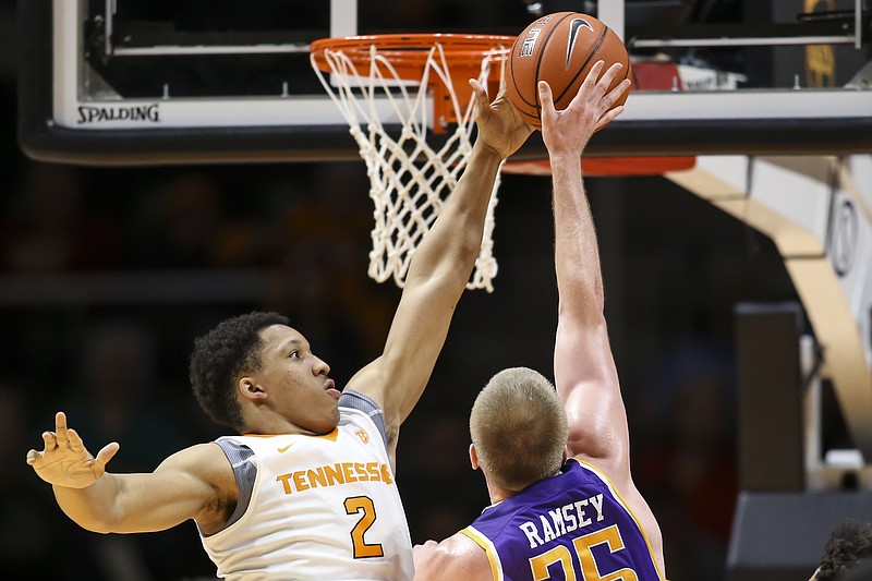 KNOXVILLE, TN - DECEMBER 13, 2016 -  Forward Grant Williams #2 of the Tennessee Volunteers during the game between the Tennessee Tech Golden Eagles and the Tennessee Volunteers at Thompson-Boling Arena in Knoxville, TN. Photo By Craig Bisacre/Tennessee Athletics