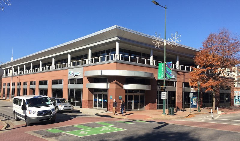 The two-story FSG Bank building at Broad and 6th Street in downtown Chattanooga was built in 2006 by First Security Group. But the bank sold the 34,000-square-foot building in October and PlayCore plans to move into the offices next spring.