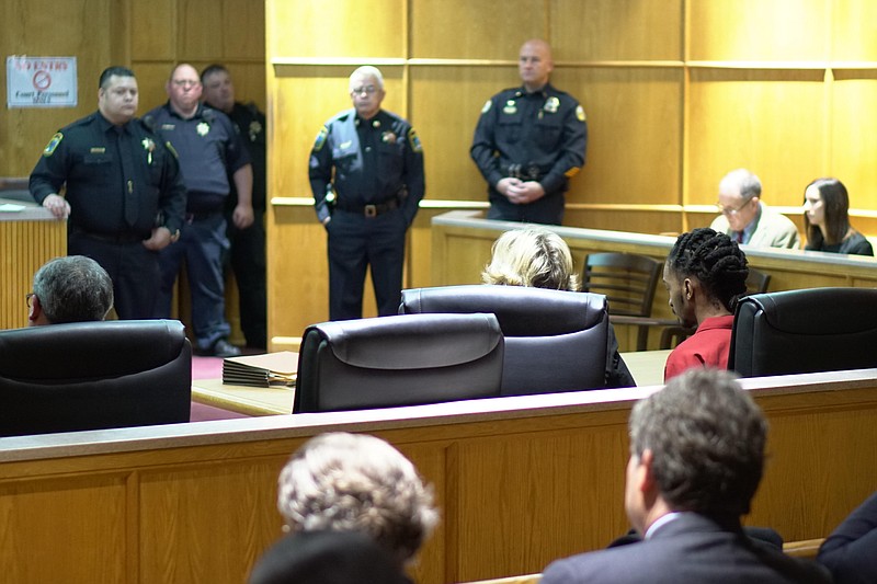 Johnthony Walker, the driver involved in the Nov. 21 school bus crash that killed six Woodmore Elementary School students and injured numerous others, appears before Judge Lila Statom on December 15, 2016 in Chattanooga, Tennessee. Walker is charged with six 
