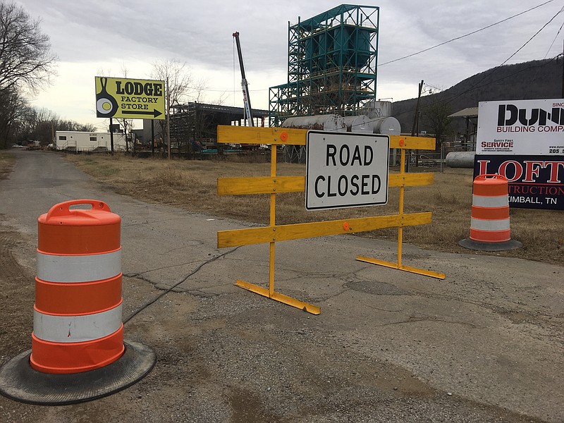 Ash Avenue is now closed as construction on the expansion project at Lodge Manufacturing Co. continues.