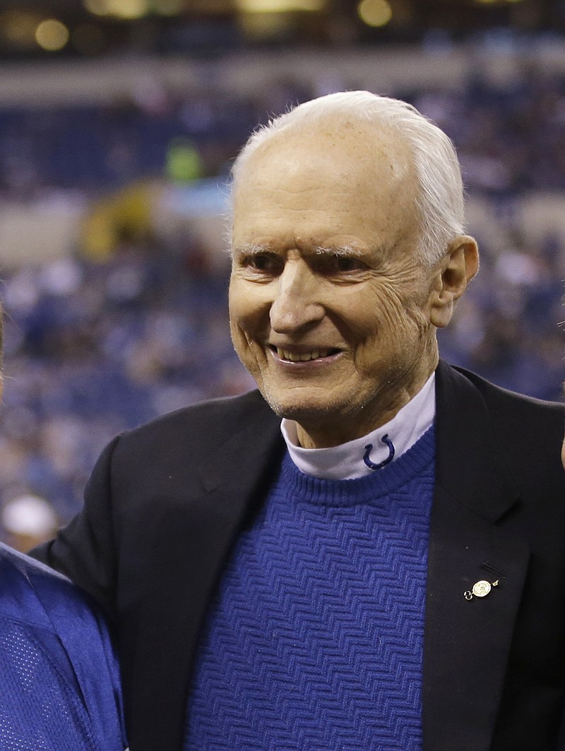 
              FILE - In a Sunday, Dec. 14, 2014 file photo, former Indianapolis Mayor Bill Hudnut poses for a photo before an NFL football game between the Indianapolis Colts and the Houston Texans, in Indianapolis. William H. Hudnut III, the former Indianapolis mayor credited with revitalizing the city's downtown after years of decline, died early Sunday, Dec. 18, 2016, in hospice care in Maryland following a lengthy illness, according to a family spokesman. He was 84. (AP Photo/Darron Cummings, File)
            