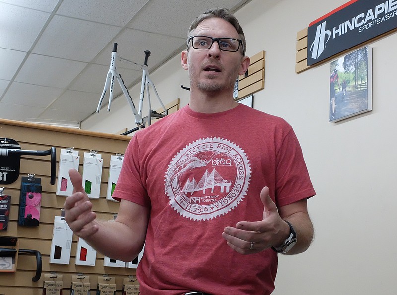 Shane Adams, owner of Bear Creek Bicycle Company in Dalton, talks about closing his shop on Thursday because he cannot compete with internet sales.