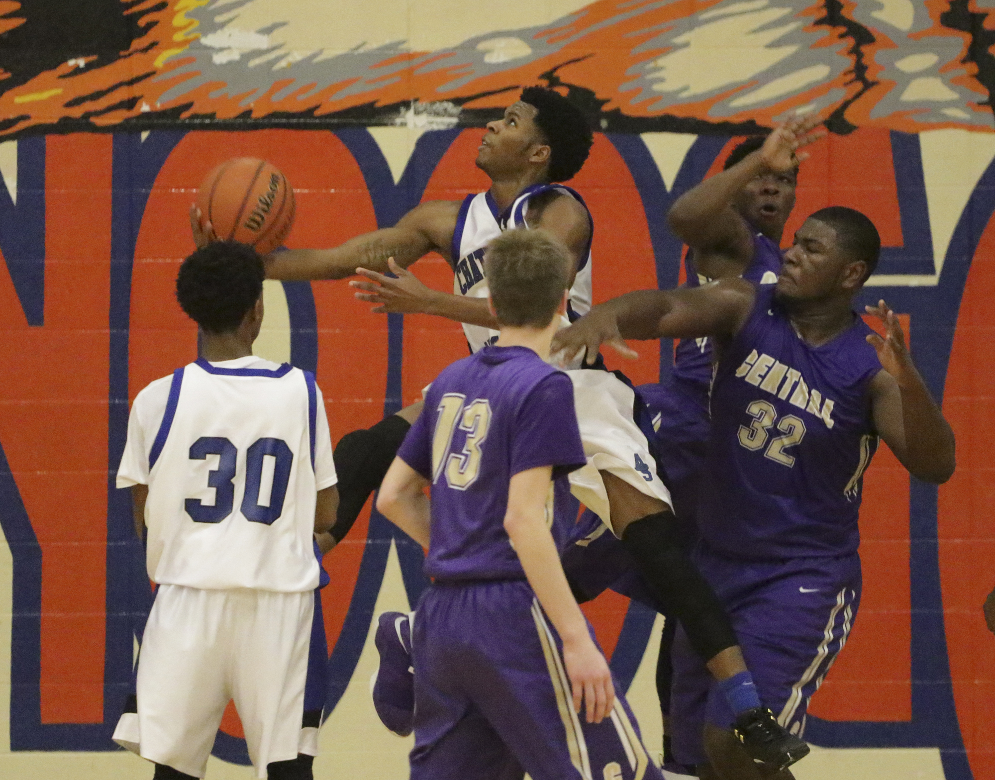 Staff Photo by Dan Henry / The Chattanooga Times Free Press- 12/22/16. CSAS's Paris Sterling (11) performs a layup while playing Central during the Best of Preps tournament on December 22, 2016 being held at Chattanooga State. CSAS won over Central with a final score of 53-50.