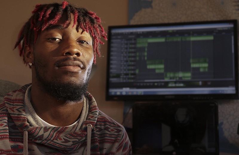 Jerod "Swayyvo" Morton is a rapper, beat producer and saxophone player who lives and collaborates with five other musicians in their East Ridge home.