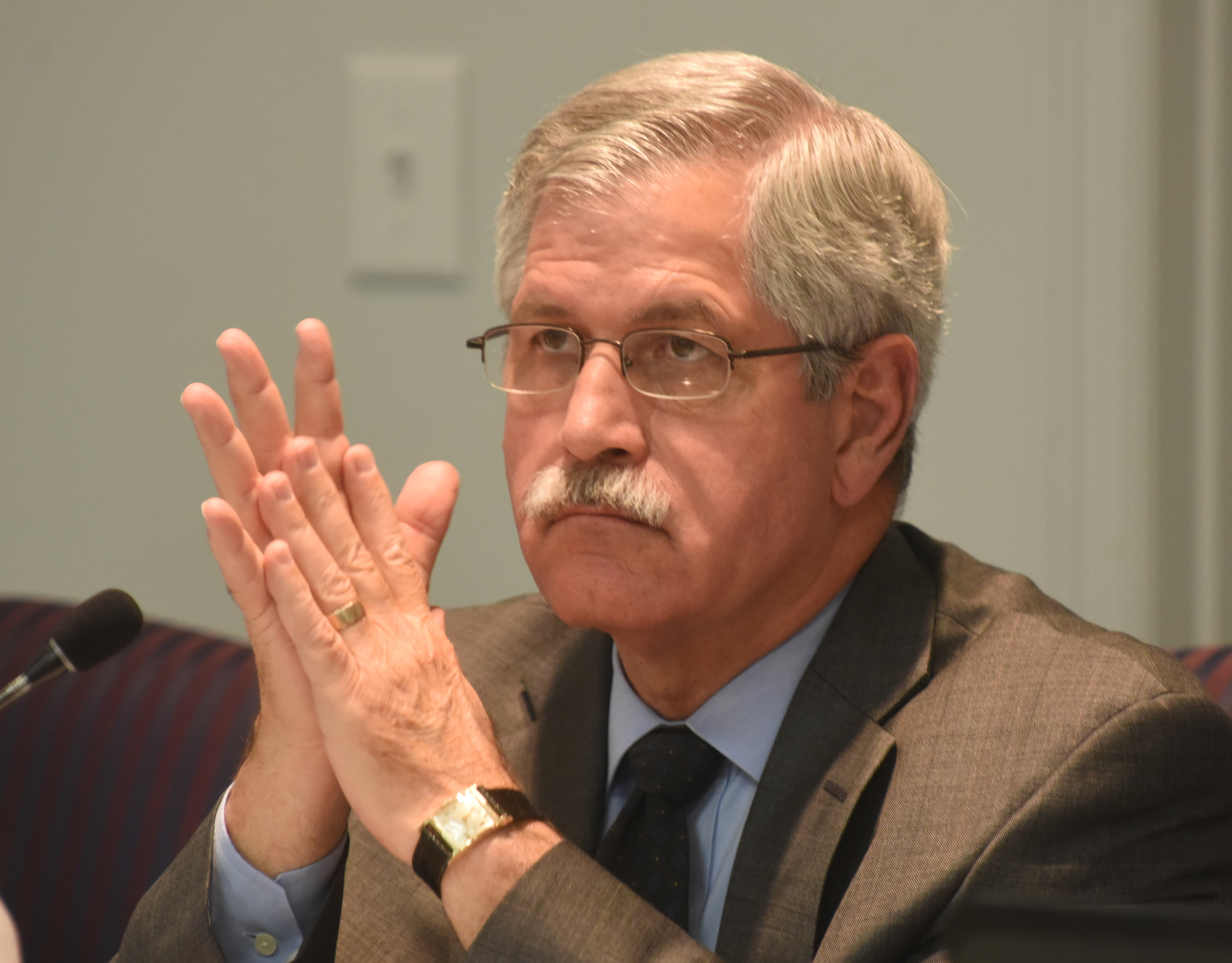 Superintendent Rick Smith listens during a meeting at the Hamilton County Department of Education Thursday, January 14, 2016.