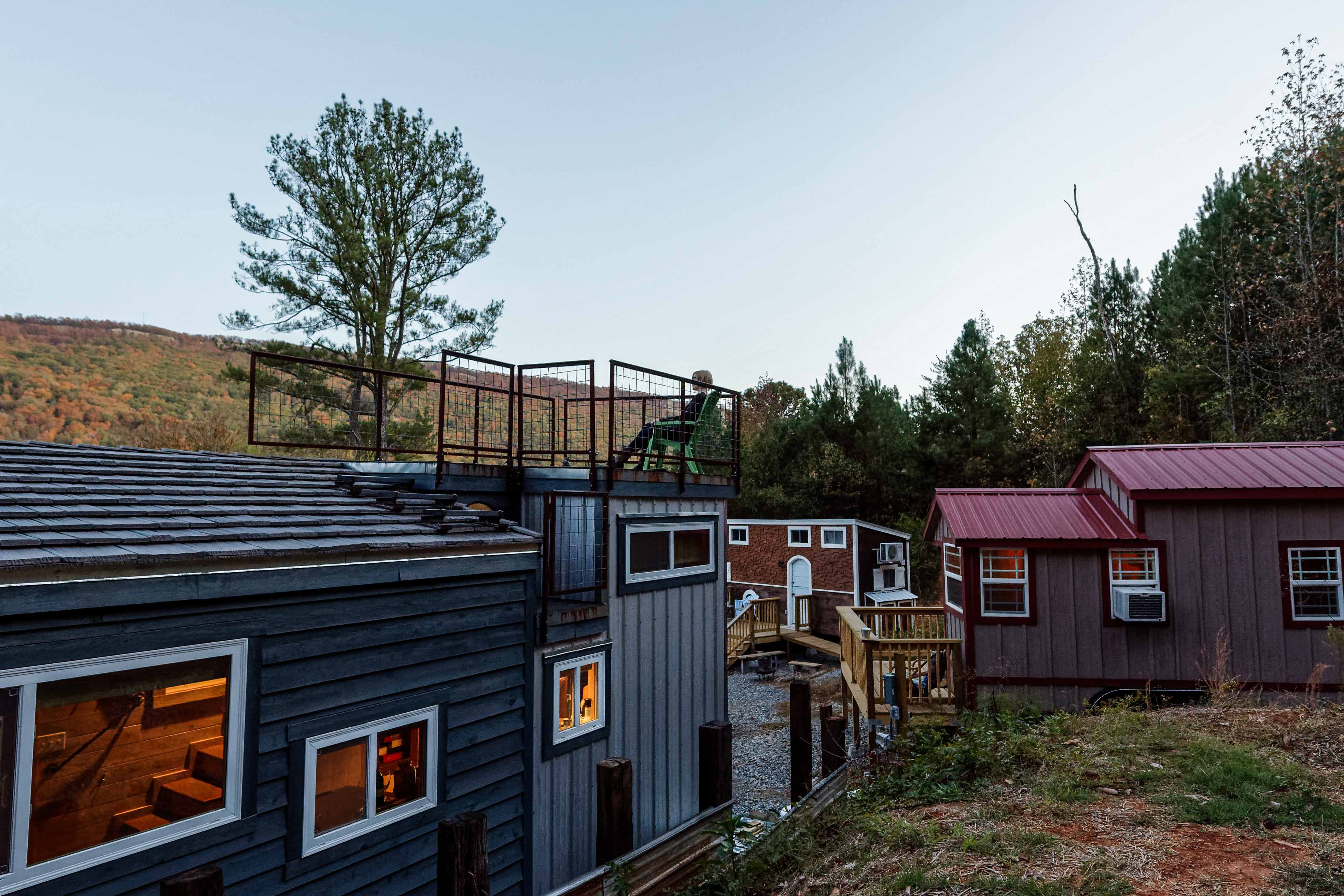 From left to right: Live a Little Chatt's Shangri-Little (192 square feet), Old Blue Chair (192 square feet) and Wandering Gypsy (126 square feet). (Photo by Jennifer Woods)