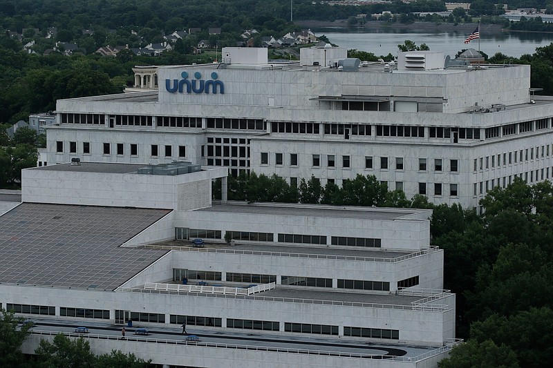 The Unum building is seen from the Republic Centre building Thursday, May 28, 2015, in Chattanooga, Tenn. The Republic Centre is the tallest building in Chattanooga.