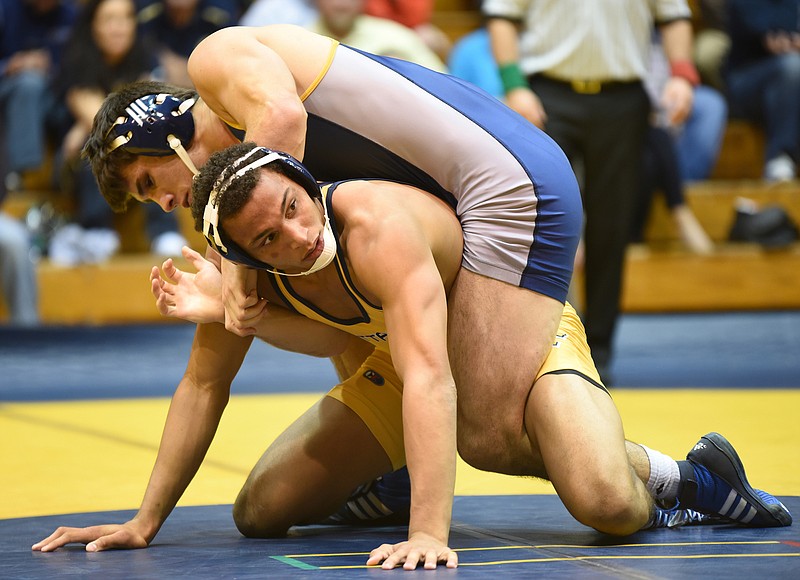 Bryce Carr, bottom, and Sean Mappes, top, will both compete for UTC in the Mocs' Southern Scuffle. The two-day tournament at McKenzie Arena starts at 10 this morning.