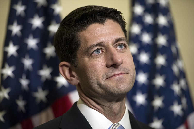 In this Nov. 15, 2016, file photo, House Speaker Paul Ryan of Wis. speaks during a news conference on Capitol Hill in Washington. Congress ushers in a new era of all-Republican rule, with a tight GOP grip on the House, a slim majority in the Senate and a newfound ally in the White House in Donald Trump. (AP Photo/Cliff Owen)