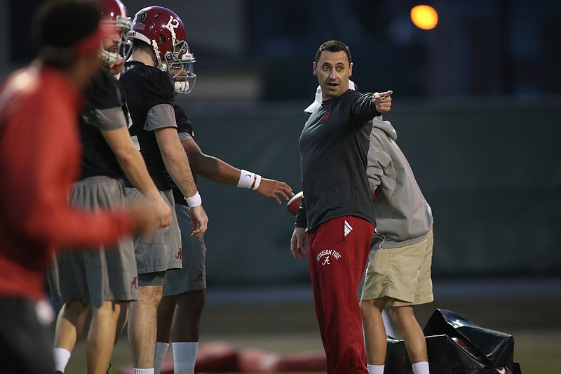 New Alabama offensive coordinator Steve Sarkisian has worked in that role for two practices this week for the top-ranked Crimson Tide.