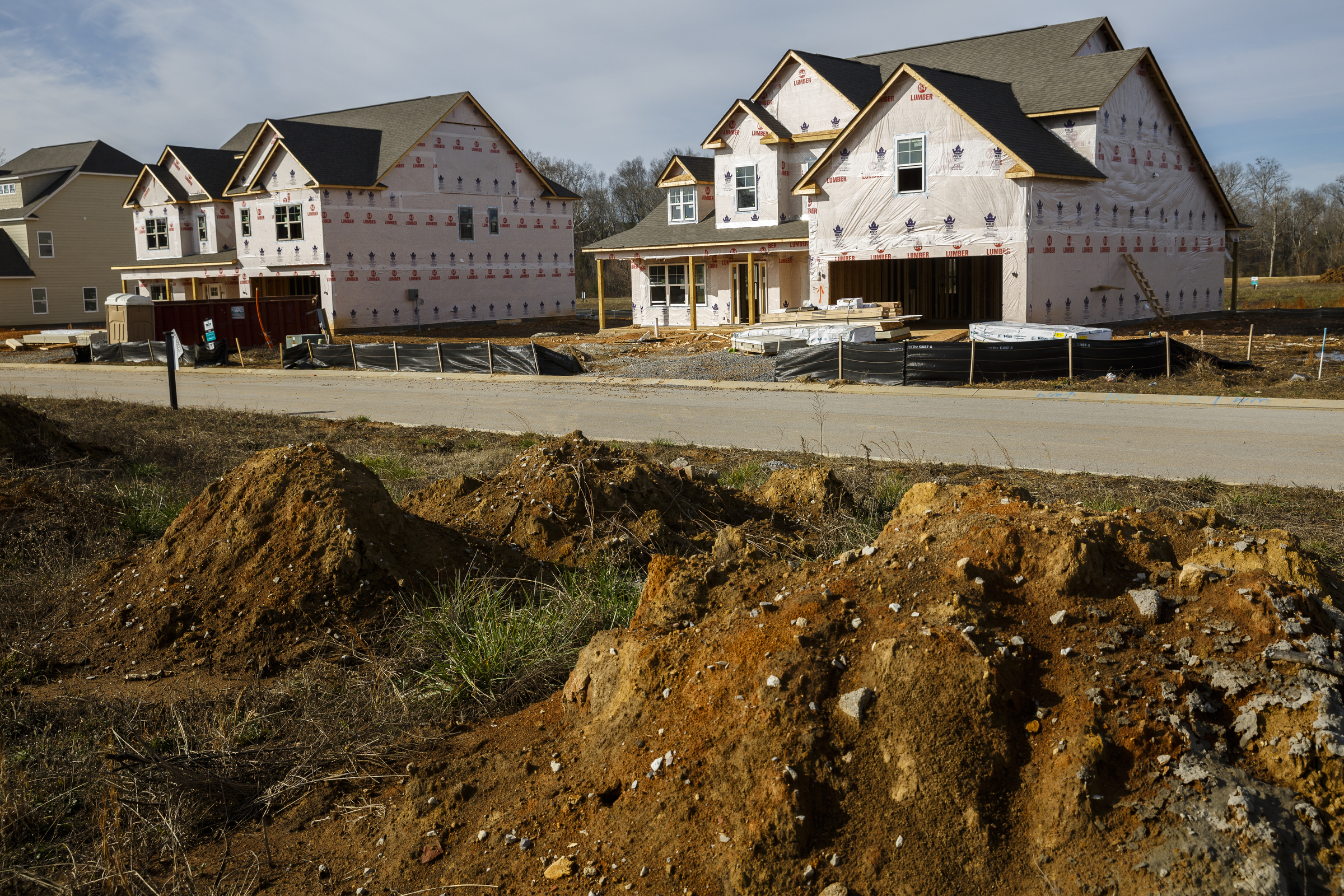 Homes are under construction in the Meadowstream subdivision on Wednesday, Jan. 4, 2016, in Ooltewah, Tenn. Ooltewah and East Brainerd are two of the region's fastest developing residential areas.