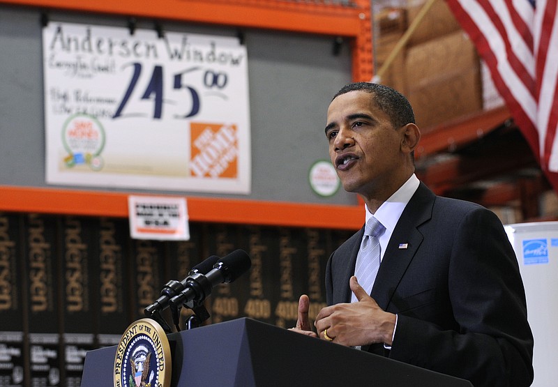
              FILE - In this Dec. 15, 2009, file photo, President Barack Obama speaks during a visit to Home Depot in Alexandria, Va. The last major economic report card for Obama arrives Friday, Jan. 6, 2017, with the release of the December jobs figures. The report will cap a long record of robust hiring after the Great Recession, though one that left many people feeling left out. (AP Photo/Susan Walsh, File)
            