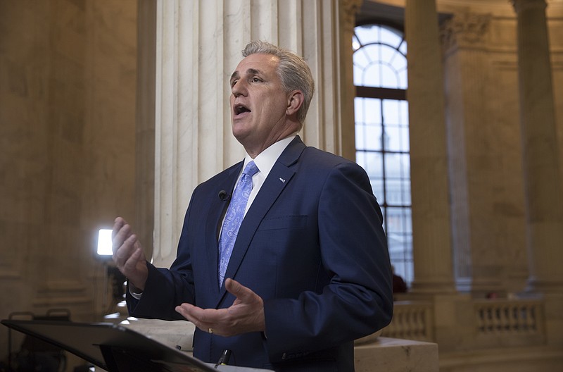 After its introduction and before its withdrawal, House Majority Leader Kevin McCarthy, R-Calif., attempts to explain his party's move to end the independent Office of Government Ethics during a network television interview on Capitol Hill in Washington last week.