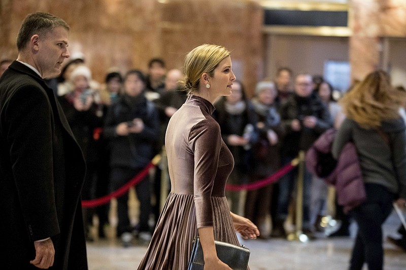 
              Ivanka Trump, daughter of President-elect Donald Trump departs Trump Tower, in New York, Friday, Jan. 6, 2017. (AP Photo/Andrew Harnik)
            