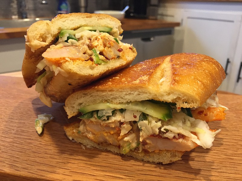 My inspiration for this sandwich was a New Orleans Po'Boy.