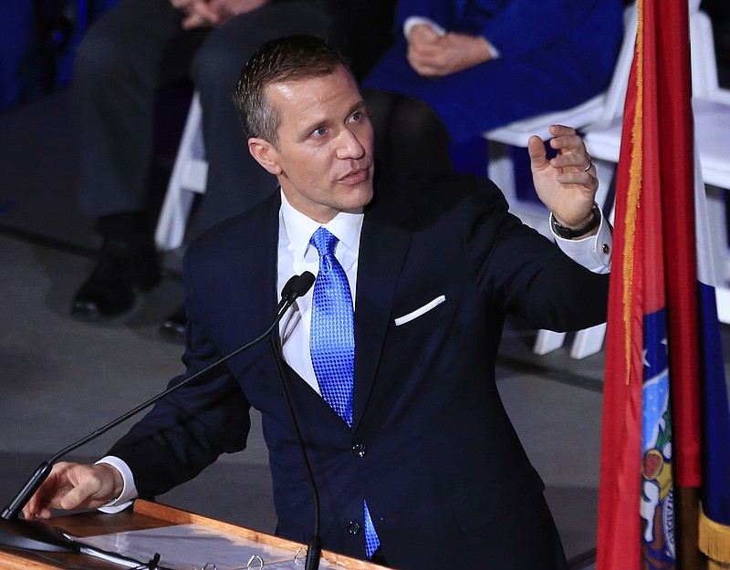 
              Missouri Gov.-elect Eric Greitens speaks during a service honoring Missouri heroes in the capitol rotunda in Jefferson City, Mo., Monday, Jan. 9, 2017. (AP Photo/Orlin Wagner)
            