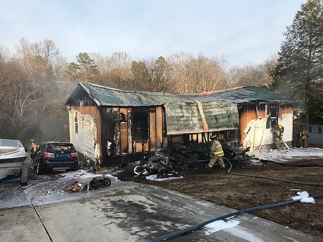 A home was destroyed by fire Monday, Jan. 9, at the 1500 block of Dallas Lake Road in the Hixson area of Hamilton County. (Photo courtesy of Hamilton County Emergency Services)