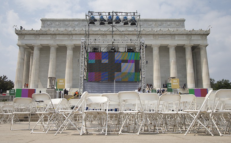 Preparations are made in 2013 at the Lincoln Memorial in Washington, D.C., where the 50th anniversary of the March on Washington and the delivery of Dr. Martin Luther King Jr.'s "I Have a Dream" speech were held.