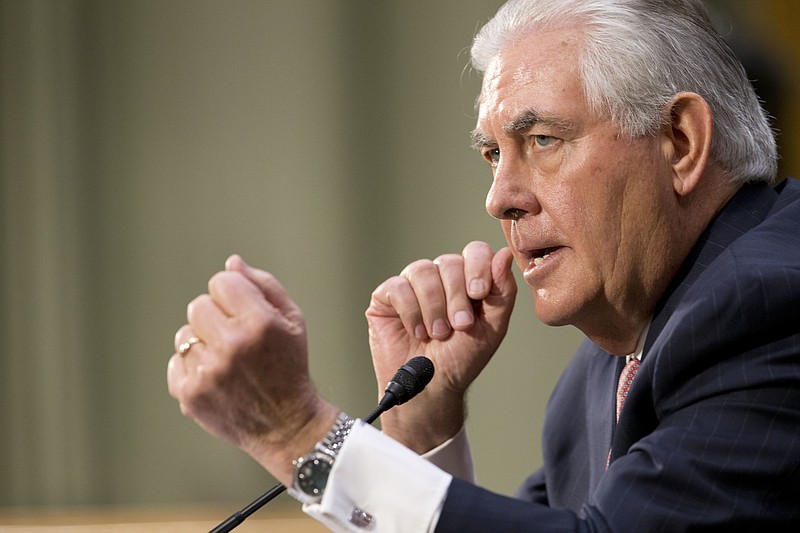 Secretary of State-designate Rex Tillerson testifies on Capitol Hill in Washington, Wednesday, Jan. 11, 2017, at his confirmation hearing before the Senate Foreign Relations Committee. (AP Photo/Steve Helber)

