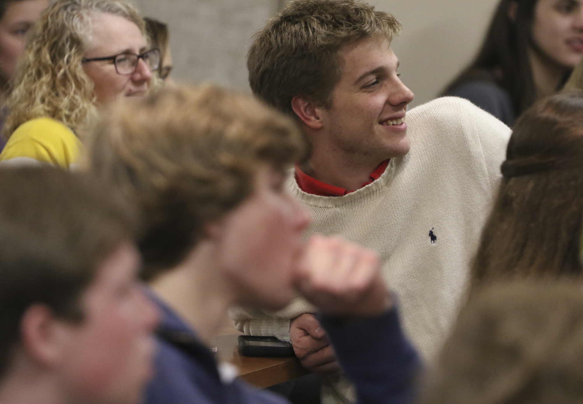 Local high school students listen to bestselling author Jacquelyn Mitchard.