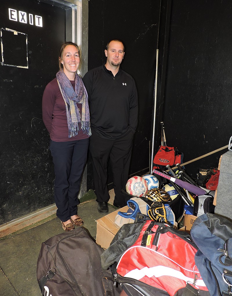 School social worker Tia Gitgood, left, and mission support specialist Scott Harden are helping with Engage Rossville. Gitgood gave special thanks to Carmen McFarland and Mike Cameron for their efforts as some of the group's approximately 20 volunteers.