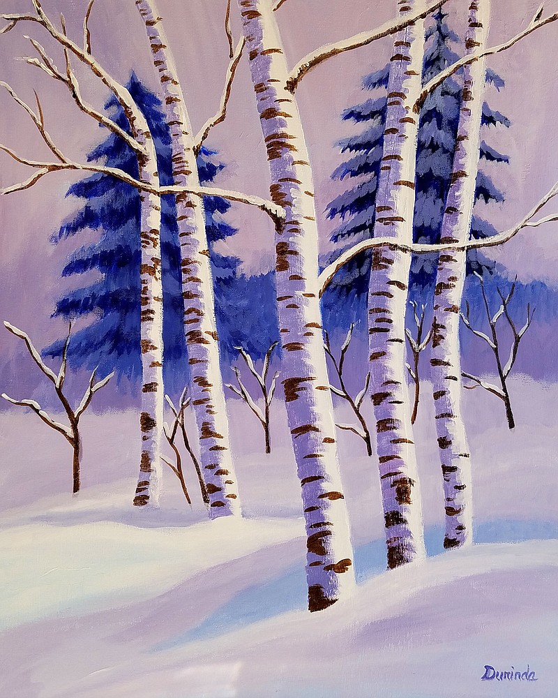 Painting for a Purpose participants will paint this snowy "Winter Whites" scene.