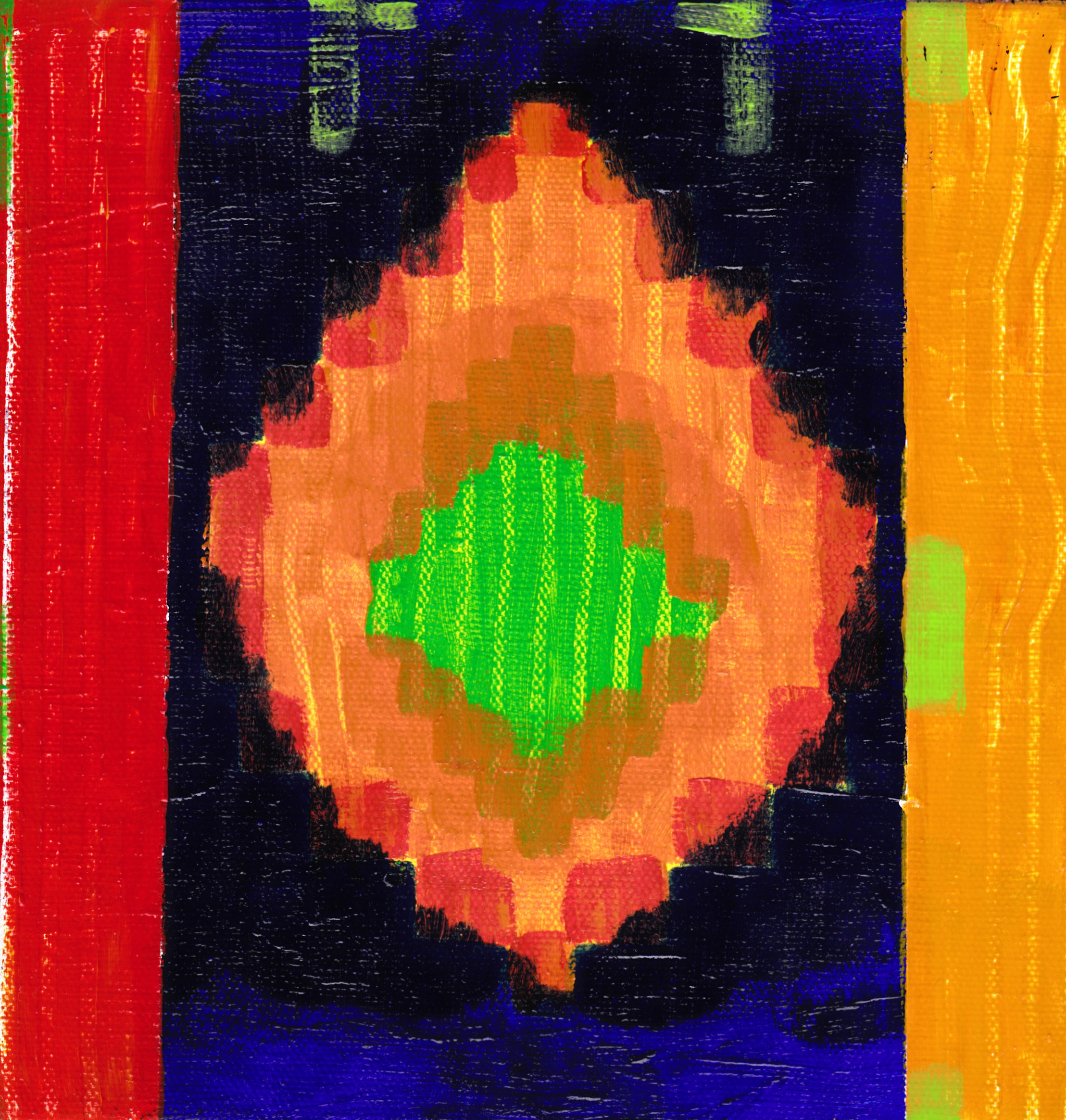 Carol Hobbs painted "Bohemian Nod to Grosser," then took a closer look at one of the diamond-shaped patterns in the larger painting.