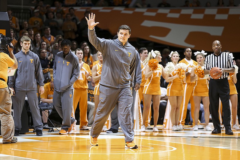 Offensive lineman Riley Locklear was one of Tennessee's football early enrollees introduced last week at the basketball Vols' game against South Carolina.
