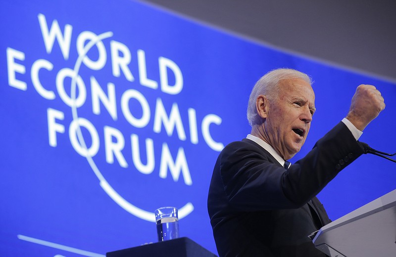 
              U.S. Vice President Joe Biden delivers a speech on the second day of the annual meeting of the World Economic Forum in Davos, Switzerland, Wednesday, Jan. 18, 2017. (AP Photo/Michel Euler)
            
