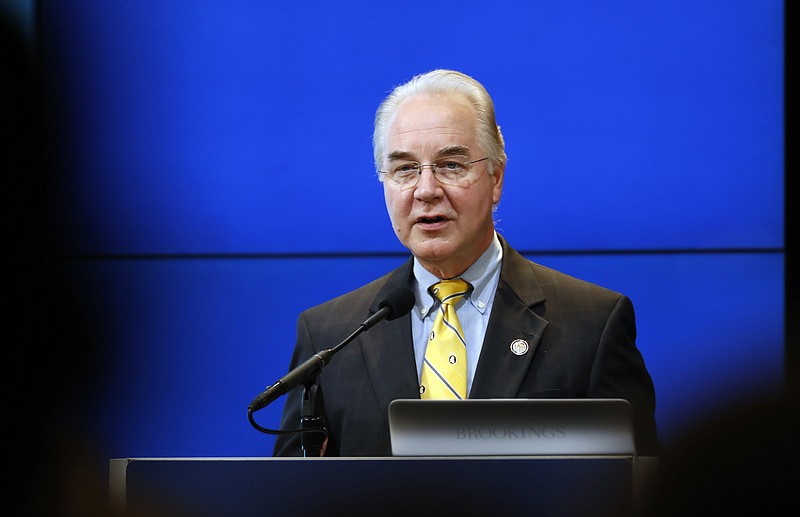 
              FILE - In this Nov. 30, 2016, file photo, Rep. Tom Price, R-Ga., President-elect Donald Trump's choice for Health and Human Services Secretary speaks in Washington. With coverage for millions of people at stake, Price is facing pointed questions about President-elect Donald Trump’s health policies, and his own investments in health care companies, from senators considering his selection as health secretary. (AP Photo/Alex Brandon, file)
            