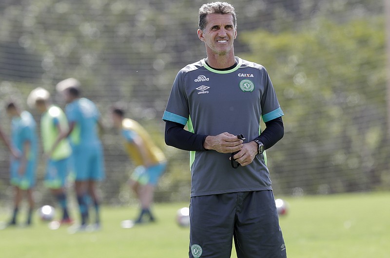 
              Vagner Mancini, the new coach of Chapecoense soccer team attends a training session in Chapeco, Brazil, Wednesday, Jan. 18, 2017. Three Chapecoense players survived and 19 players perished in an air crash that killed 71 people almost two months ago in Colombia. (AP Photo/Andre Penner)
            