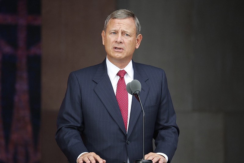 
              FILE - In this Sept. 24, 2016 file photo, U.S. Chief Justice John Roberts speaks at the dedication ceremony for the Smithsonian Museum of African American History and Culture on the National Mall in Washington. Roberts will administer the presidential oath to President-elect Donald Trump on Friday, Jan. 20, 2017. (AP Photo/Pablo Martinez Monsivais, File)
            