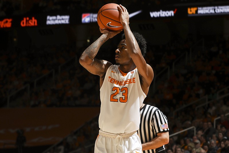 KNOXVILLE, TN - JANUARY 21, 2017 -  Guard Jordan Bowden #23 of the Tennessee Volunteers during the game between the Mississippi State Bulldogs and the Tennessee Volunteers at Thompson-Boling Arena in Knoxville, TN. Photo By Craig Bisacre/Tennessee Athletics