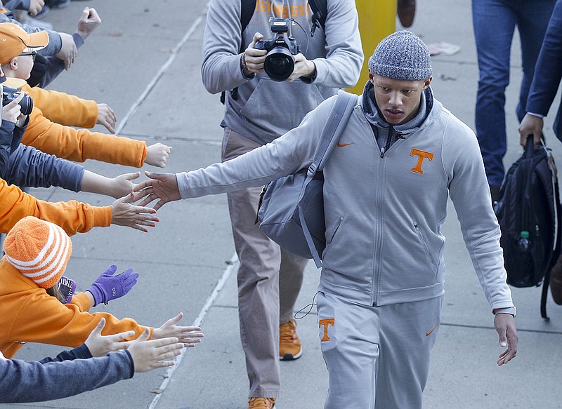 Tennessee quarterback Josh Dobbs greets fans before the Music City Bowl in December. In a recent interview on "Press Row" on ESPN 105.1 FM in Chattanooga, Senior Bowl executive director Phil Savage pointed out the inconsistency Dobbs showed in that game, a 38-24 victory over Nebraska, but also noted his NFL potential.