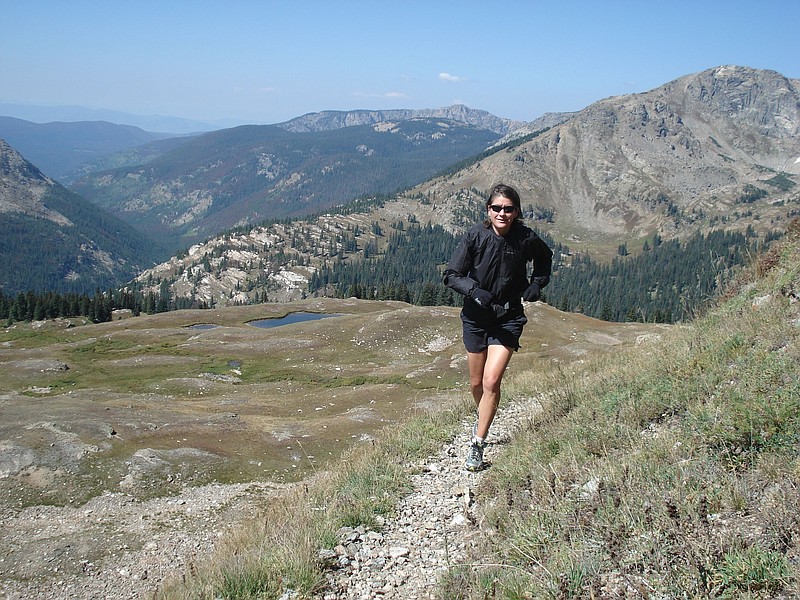 Kris on a mountain run in Indian Peaks, Colorado, near where she grew up and where she fell in love with trail running, 2000. (Photo by Randy Whorton)