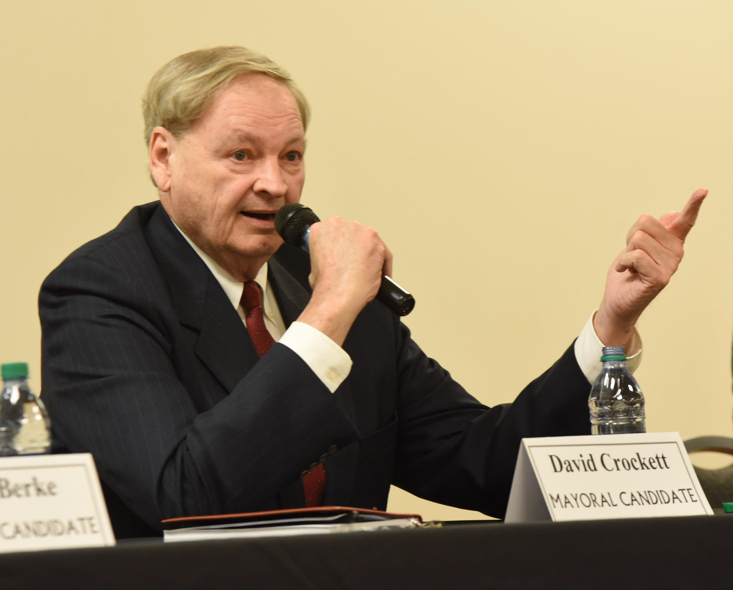 Mayoral candidate David Crockett speaks to a large crowd answering questions Monday night at the first of two forums. The National Coalition of 100 Black Women, Chattanooga Chapter, INC. sponsored the forum at the Greater Tucker Missionary Baptist Church on N. Moore Road in Brainerd.