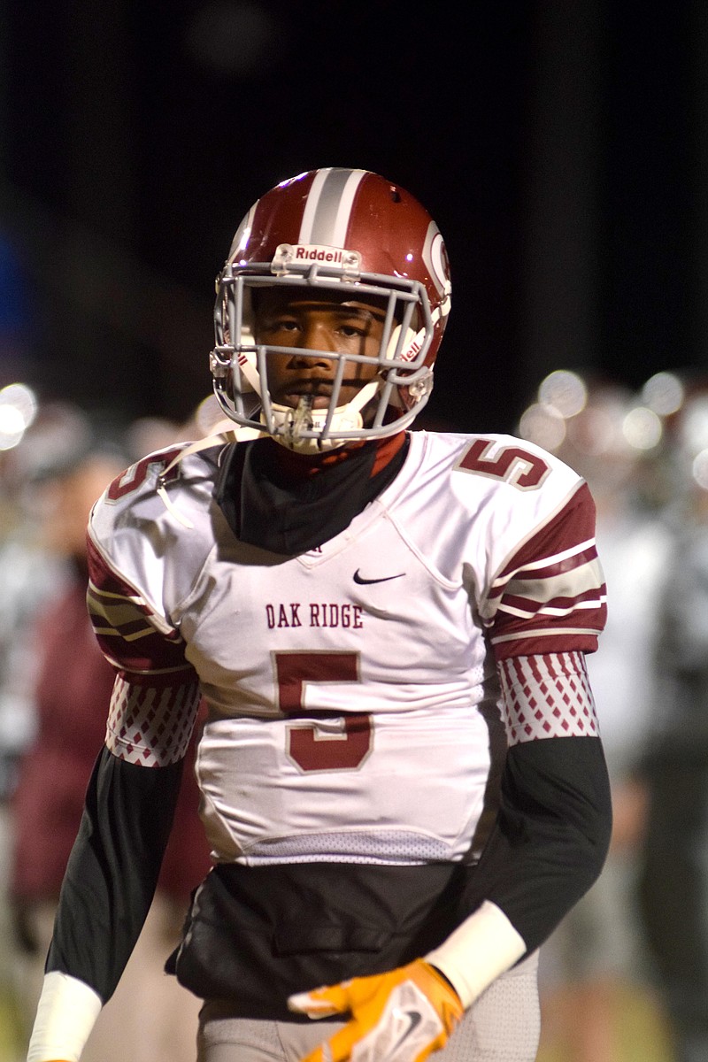Oak Ridge's Tee Higgins (5).  The Oak Ridge Wildcats visited the Ooltewah Owls in the second round of the TSSAA 5A football playoffs on Friday 13, 2015.