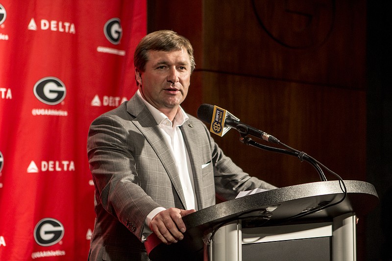 Georgia head coach Kirby Smart speaks in a press conference during National Signing Day at Butts-Mehre Heritage Hall in Athens, Ga., on Tuesday, February 1, 2017. (Photo by John Paul Van Wert)