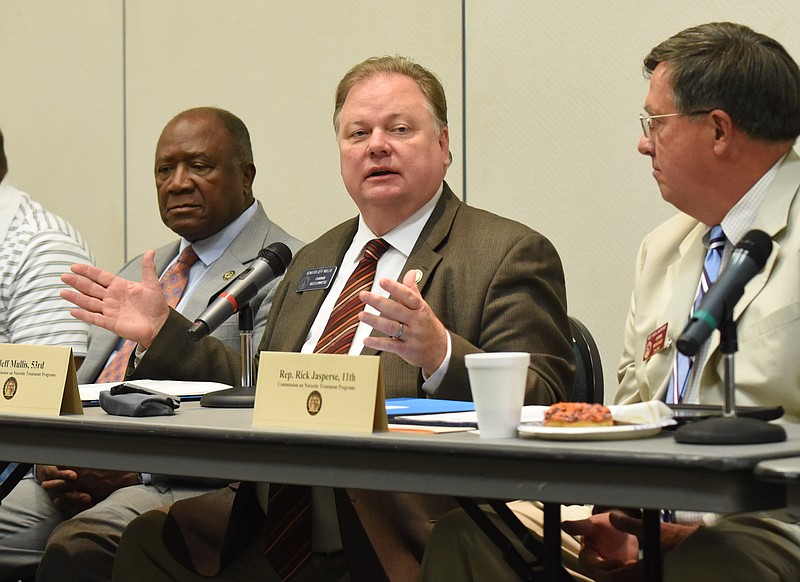 Georgia Sen. Jeff Mullis conducts a committee hearing on Narcotic Treatment Programs Tuesday at the Colonnade in Ringgold.