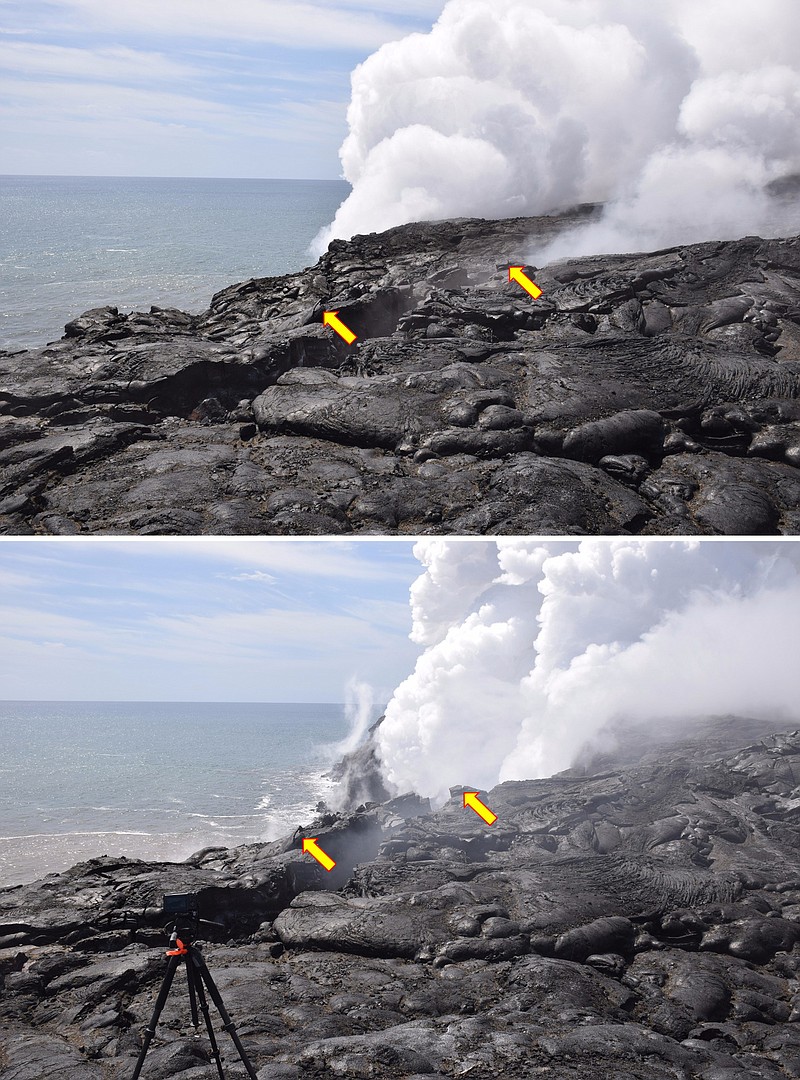 Cliffs collapse at Hawaii volcano, stopping 