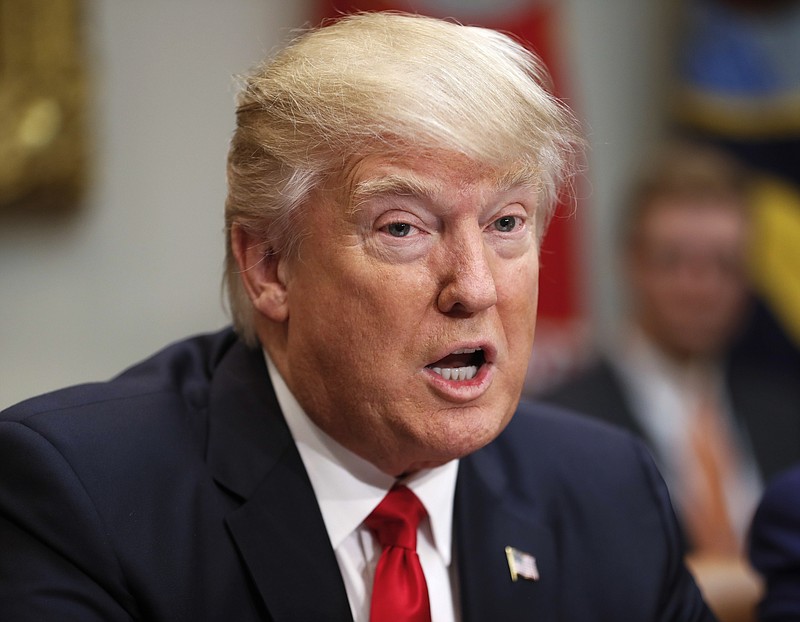 
              President Donald Trump speaks during his meeting with House and Senate legislators in the Roosevelt Room of the White House in Washington, Thursday, Feb. 2, 2017. (AP Photo/Pablo Martinez Monsivais)
            