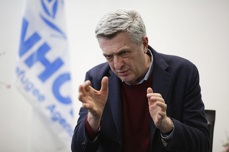 
              Filippo Grandi, the head of U.N. refugee agency UNHCR speaks during an interview with The Associated Press in Beirut, Lebanon, Saturday, Feb. 4, 2017. The U.N.'s top official on refugees says it's up to the U.S. to decide the legality of the ban on admitting any refugees adding that the United Nations is extremely concerned by its implications. (AP Photo/Hassan Ammar)
            
