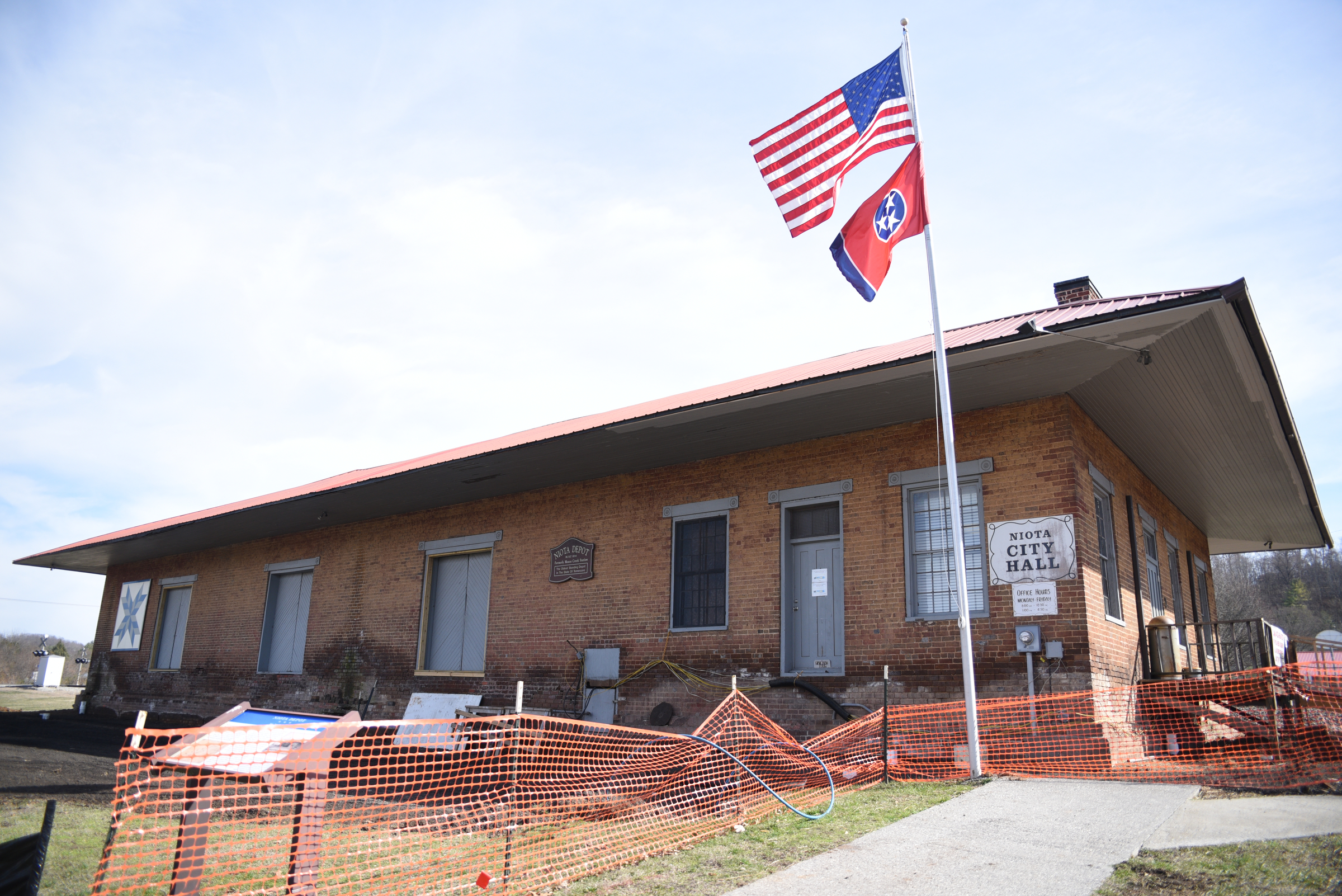 The Niota Depot, which houses the Niota City Hall, is undergoing exterior renovations.