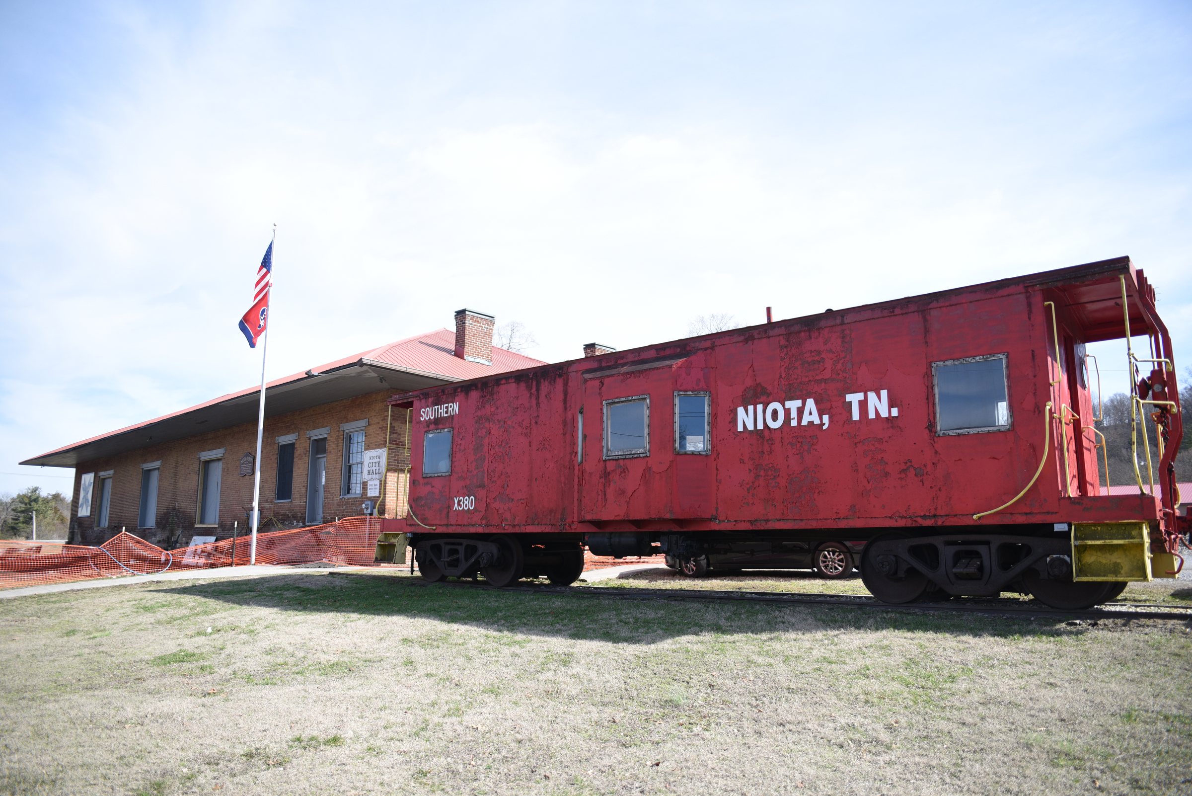 A train car sits near the Niota Depot, which houses the Niota City Hall Tuesday, January 31, 2017.