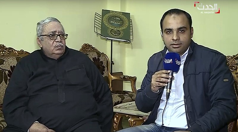 
              In this still image made from video provided by the Dubai-based news channel al-Hadath, the father of the alleged Louvre attacker,  Egyptian-born Abdullah Reda Refaie al-Hamahmy, 28, Reda Refae al-Hamahmy, left, gives an interview to al-Hadath, in his Nile Delta home, aired Saturday, Feb. 4, 2017, in which he said he was shocked to learn of his son's alleged involvement. "All I want is to know the truth and find out whether he is dead or alive," the father said. "I am desperate to know whether he is dead or alive."
            