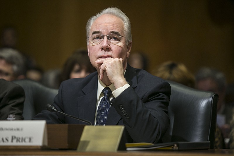 Rep. Tom Price, R-Ga., President Donald Trump's nominee for secretary of health and human services, appearing before the Senate Finance Committee on Capitol Hill in Washington on Jan. 24.