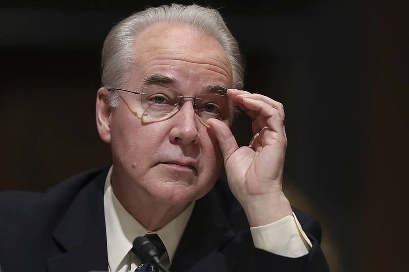 
              FILE - In this Jan. 24, 2017 file photo, Health and Human Services Secretary-designate, Rep. Tom Price, R-Ga. pauses while testifying on Capitol Hill in Washington at his confirmation hearing before the Senate Finance Committee. The Trump administration and congressional Republicans are considering a series of actions to stabilize health insurance markets for some 18 million people who buy their own policies.  (AP Photo/Andrew Harnik, File)
            